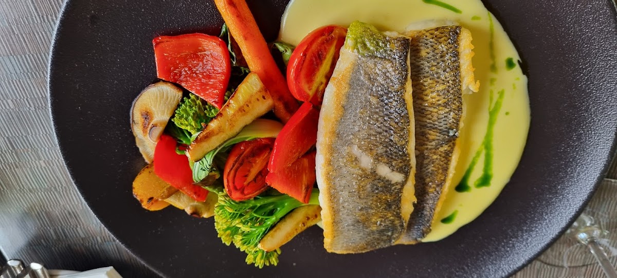 Sea bass and summer veg.