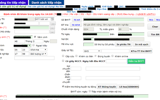 Kiểm tra thẻ BHYT - VNPT HIS chrome extension