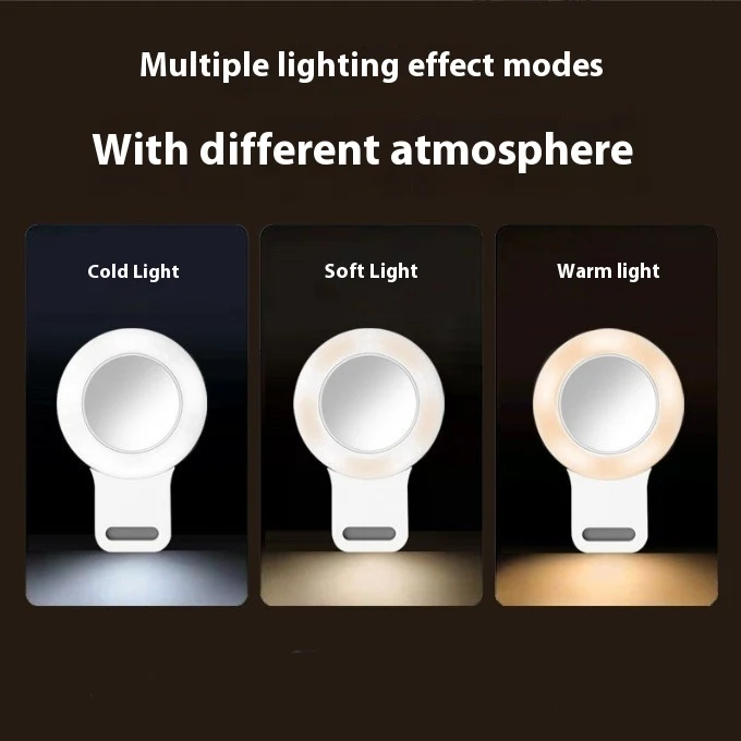 Title 2, Clip-on Ring Light for Live Streaming Three-col...
