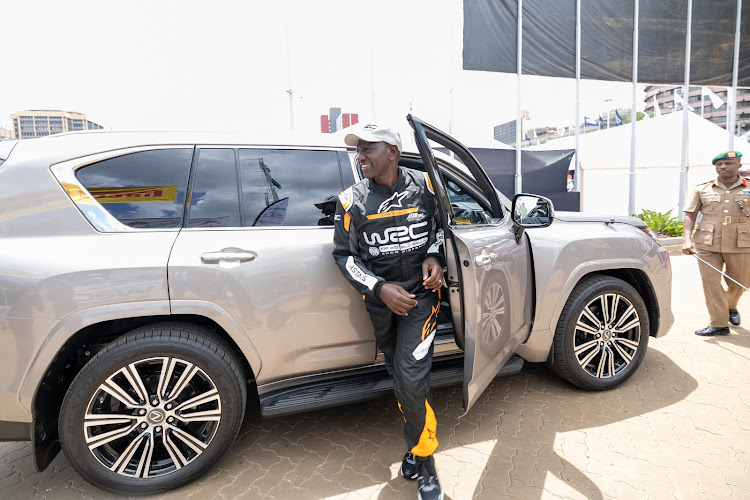 President William Ruto alighting from the vehicle he drove himself from State House, Nairobi on March 28, 2024