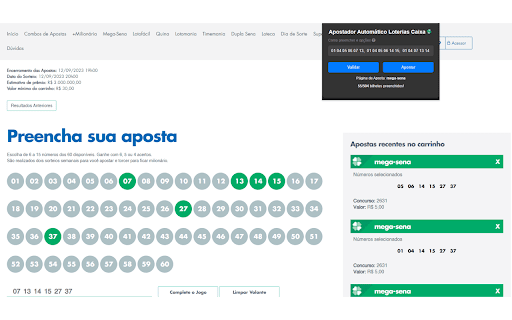 Apostas automáticas Loterias Caixa