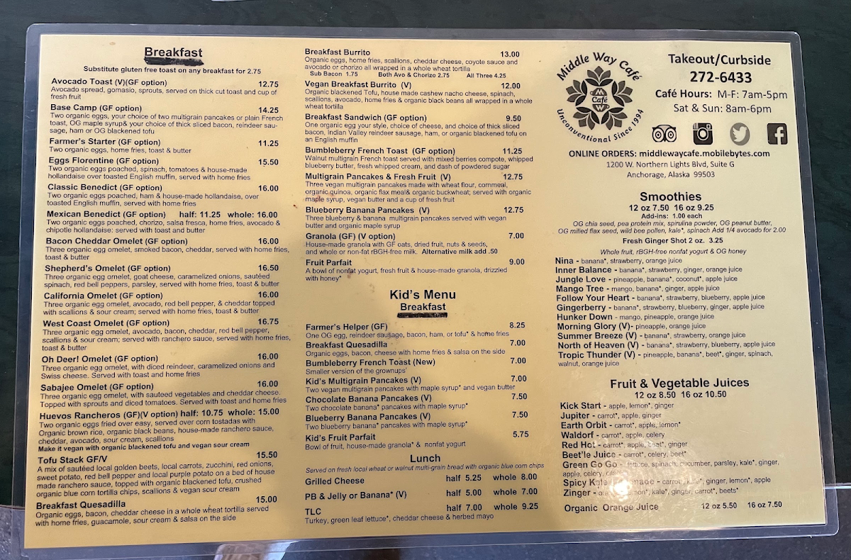 Middle Way Cafe gluten-free menu