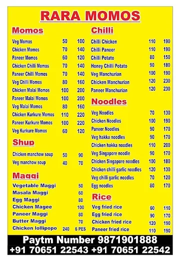 Rara Momos menu 