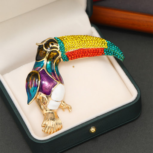 Title 1, Vintage Creative Rhinestone Giant Beak Bird Bro...