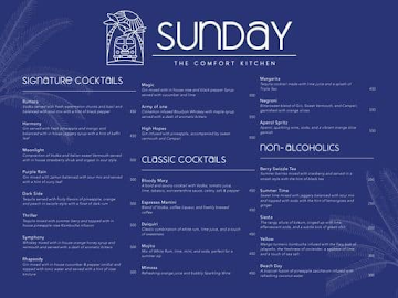 Sunday The Comfort Kitchen menu 