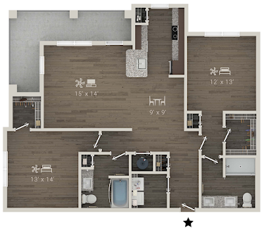 Rendered B2 Floorplan Diagram