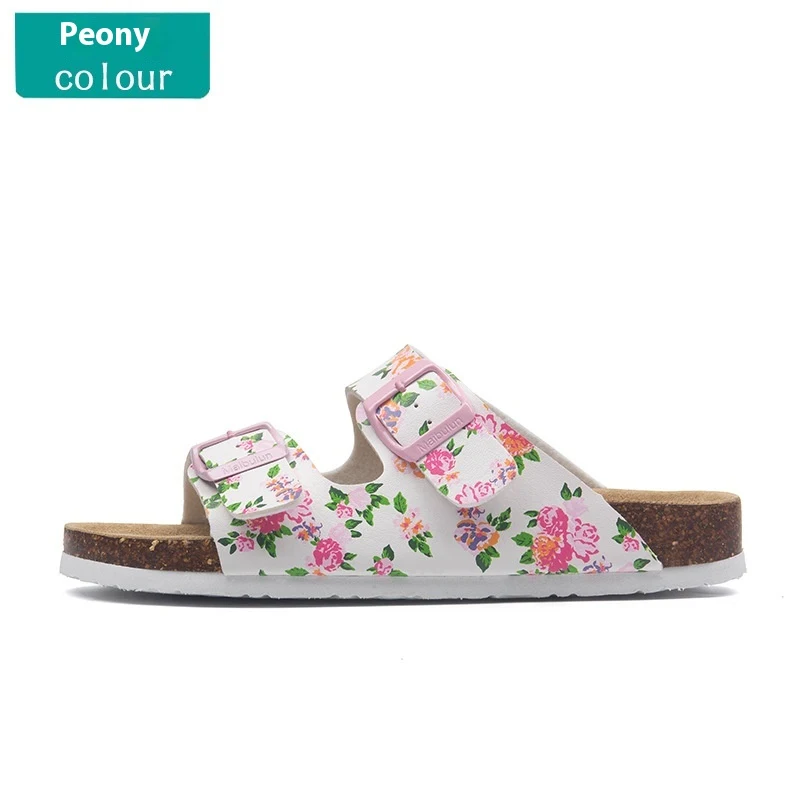 Sandalias de verano planas de corcho con hebilla para la playa, cómodas y frescas, ideales para el verano.