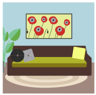 An illustration of a couch with product staging