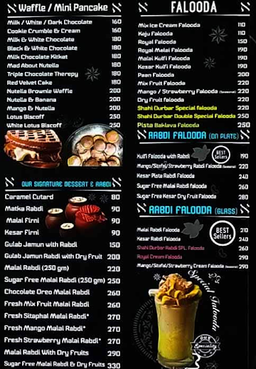 Icecream Factory menu 