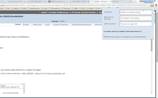 SAP transBin chrome extension