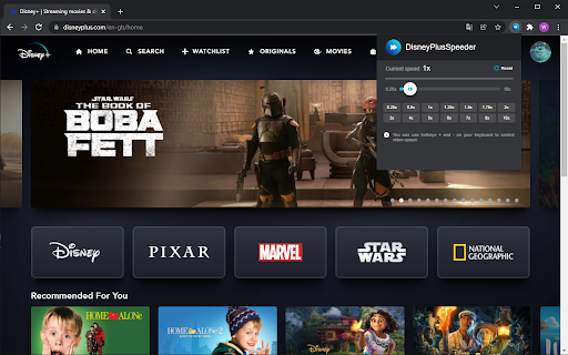 Disney+ Speeder: adjust playback speed