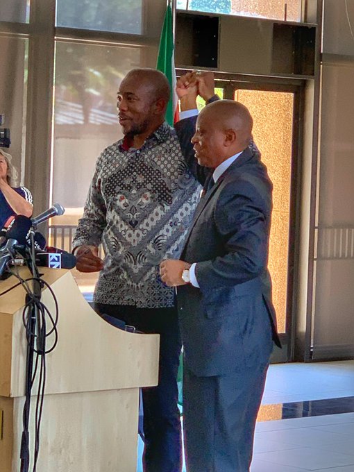 DA party leader Mmusi Maimane attended Herman Mashaba's press conference to announce his resignation from the party and from the mayorship of the city of Johannesburg.