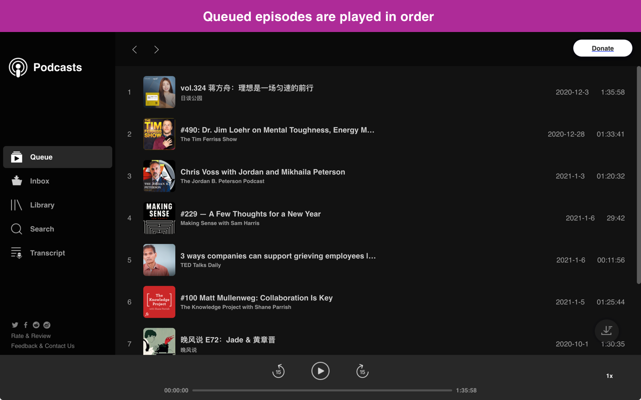 Podcasts - A player, downloader, transcriber Preview image 4