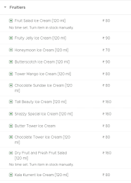 Snazzy Ice Cream menu 2