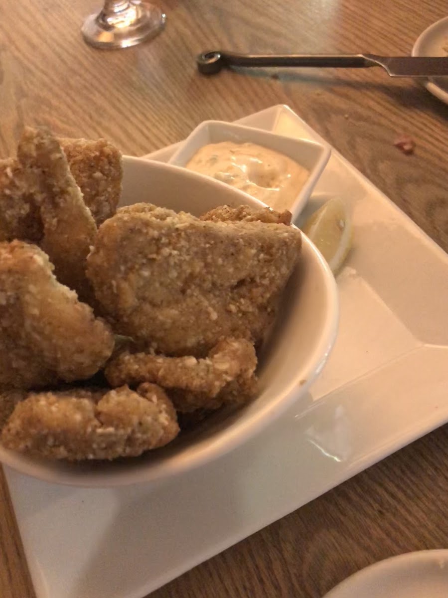 Haddock bites!  I wanted to eat the whole bowl myself!  Died and gone to heaven! Celiacs dream come true!