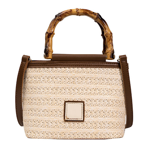 Title 2, Womens Fashion Woven Bag with Bamboo Handle. A...