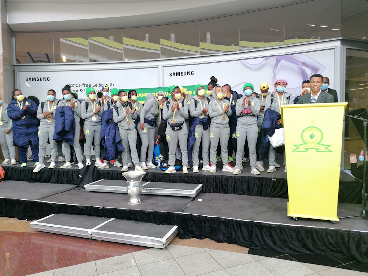 Mamelodi Sundowns chairman Tlhopie Motsepe at OR Tambo International Airport on November 21 2021.