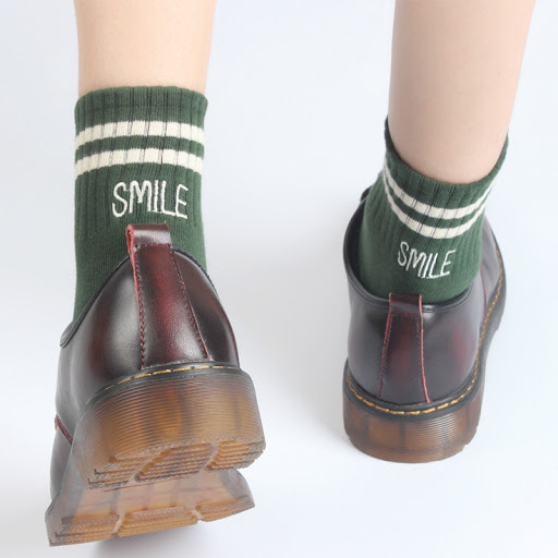 Title 8, Embroidered smile alphabet two bar socks for ev...