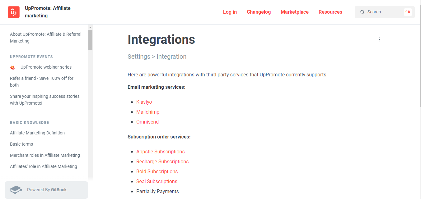 UpPromote integration listing