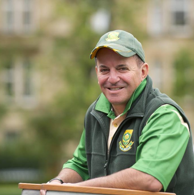 South Africa’s record-breaking lawn-bowler Gerry Baker.