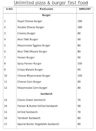 Unlimited Pizza & Burger Fast Food menu 2