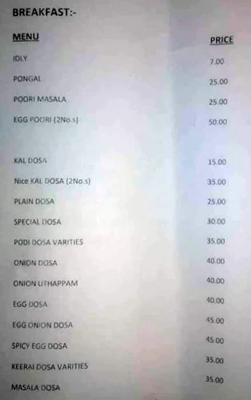 Vandikadai Catering Services menu 