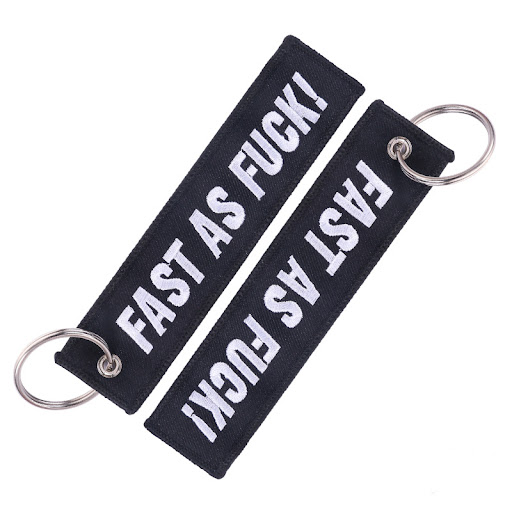 Title 5, Bicycle Pendant White Embroidered Keychain on B...