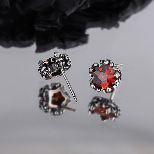 Title 3, Five Pointed Star Red Zircon Earrings Female Hi...