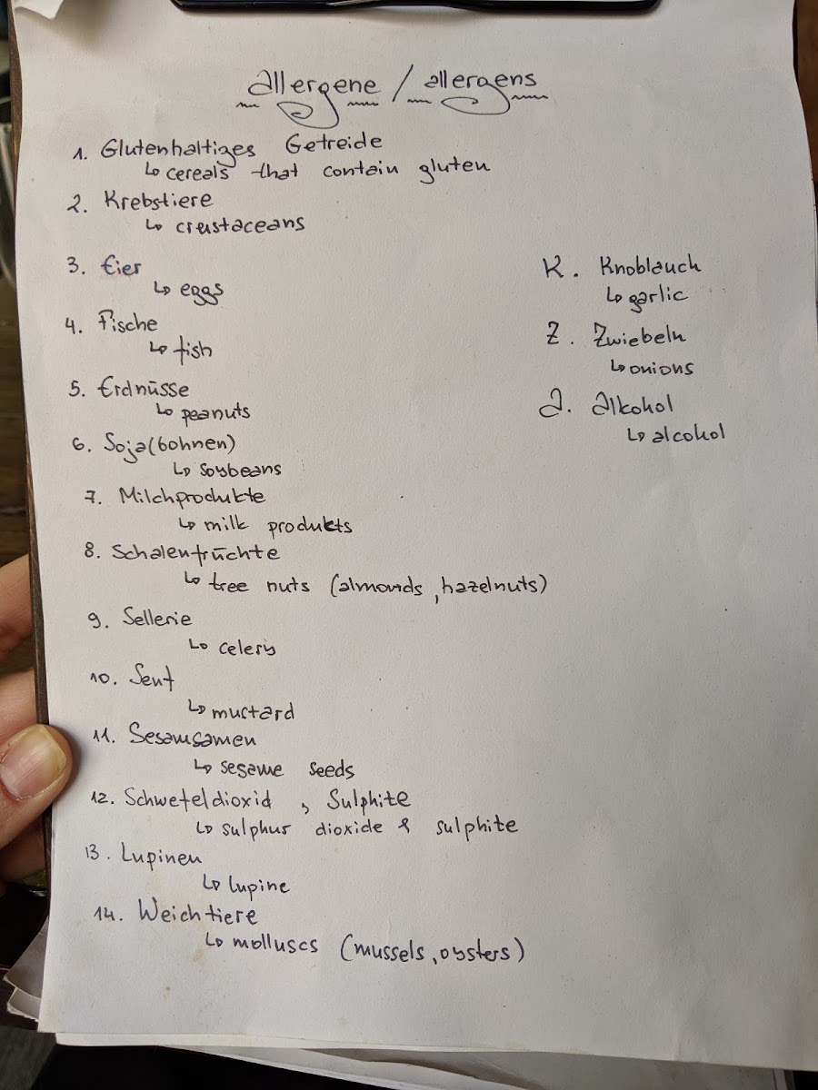 Ask for allergen menu. Gluten is coded as "1". Where you see "1", it contains gluten.