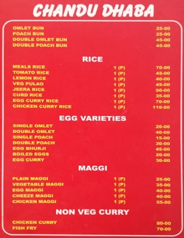 Chandu Dhaba menu 