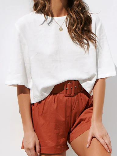 Title 5, Womens Short Sleeved Solid Color Casual Top, a...