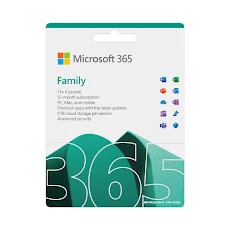 Phần mềm Microsoft 365 Family - 12 tháng - Dành cho tối đa 6 người - 5 thiết bị/người - Word, Excel, PowerPoint - 1TB OneDrive