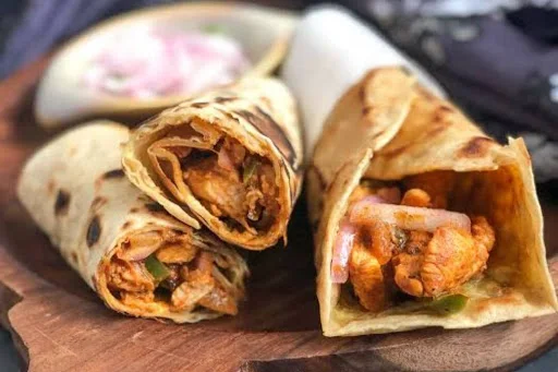 Bhuna Chicken With Chicken Shami Kabab Kathi Roll