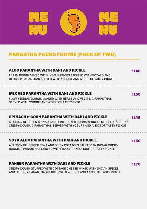 Parantha Pundit menu 