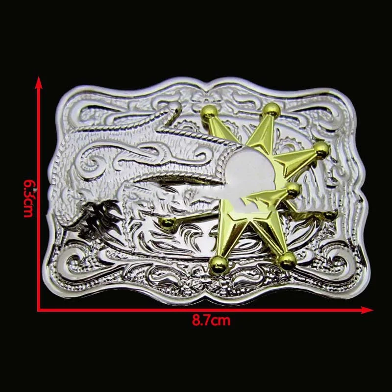 Boucle de ceinture Western rectangulaire, à bord ondulé et rotative, pour bottes. Ajoutez une touche unique à votre style avec cette boucle.