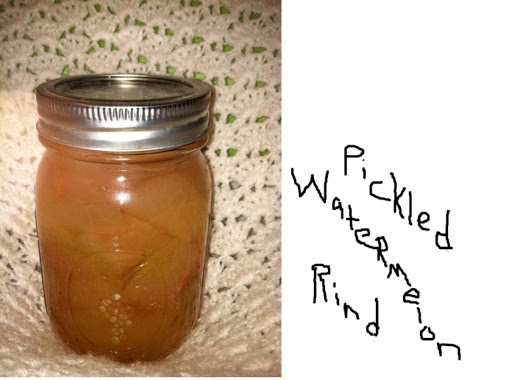 This is my last batch of pickled watermelon rind.... I should of left a bit more pink on the rind... it looks much prettier that way.  But these taste wonderful.... several friends are using my recipe for these.