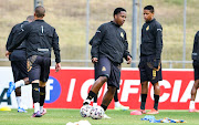 Royal AM chair Andile Mpisane warms up as part of the playing squad for the DStv Premiership match against Richards Bay FC at Chatsworth Stadium in Durban on September 6 2022.