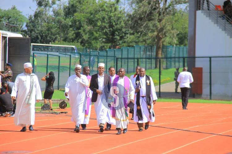 Members of the clergy from the military arrive at Ulinzi sports complex on April 20, 2024.