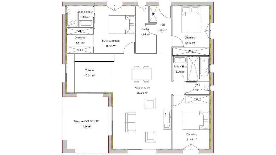 Vente maison neuve 4 pièces 100 m² à Vielle-Saint-Girons (40560), 324 000 €