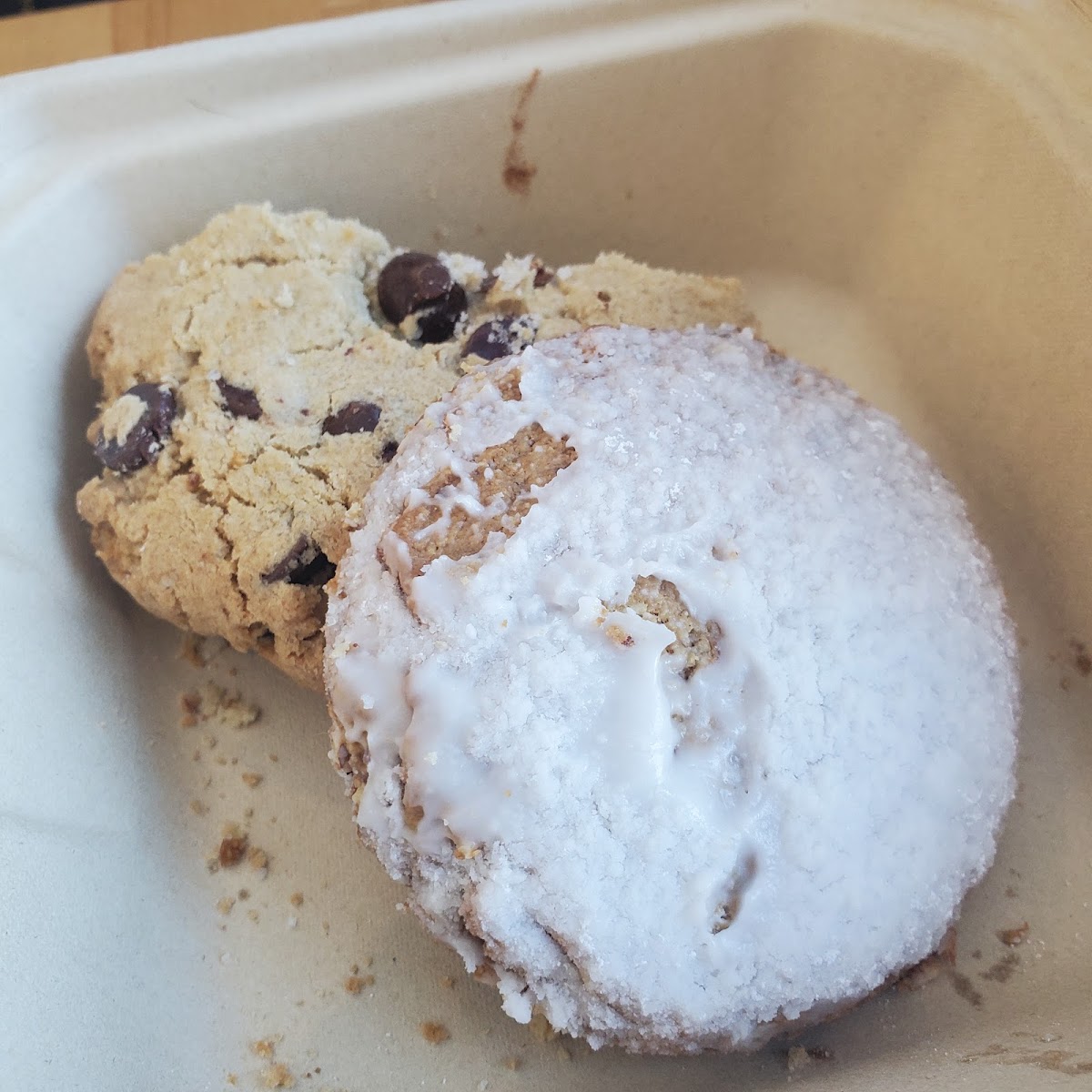 Salted chocolate chip cookie and almond cookie.  Loved the almond cookie.