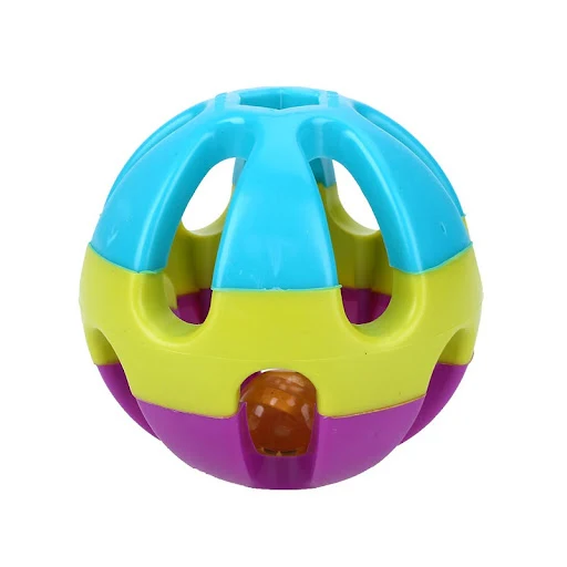 7cm ABS Ball Chewing Toy Biting Toy with Bell Parakeet Parrot Pet Supply Pet Bird Toy Multicolor Training Toys Interact