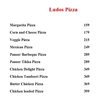 Ludos Pizza menu 