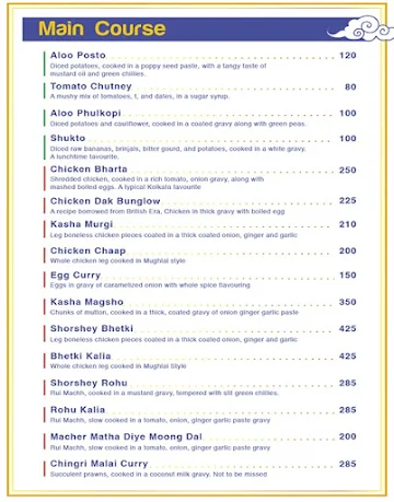 Jamai Shoshthi menu 