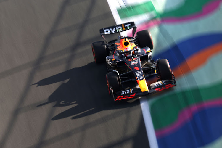 Max Verstappen on track during practice ahead of the F1 Grand Prix of Saudi Arabia at Jeddah Corniche Circuit on March 17, 2023 in Jeddah, Saudi Arabia.