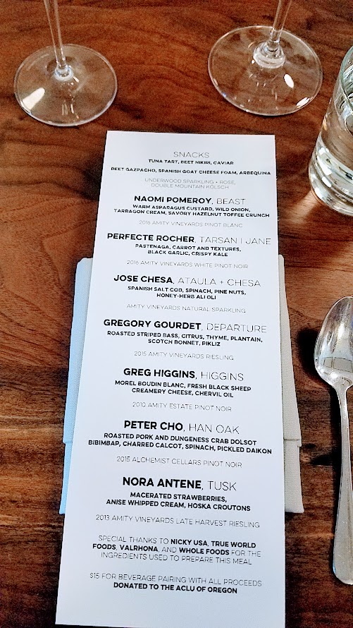 Chefs Week PDX 2017 Heritage Dinner at Chesa on May 7th, place setting