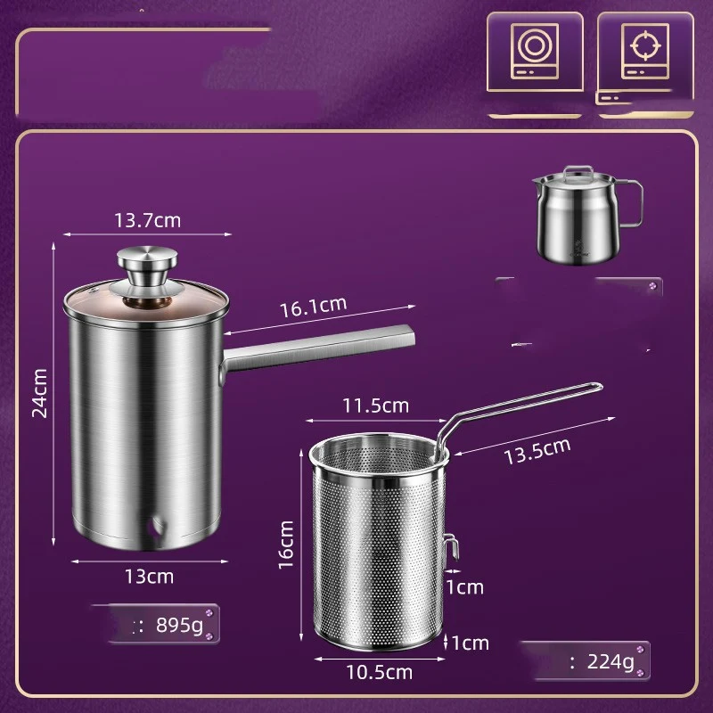 Roestvrijstalen Friteuse voor Huishouden Mini Brandstofbesparing Krokant en efficiënt koken thuis met deze compacte friteuse.