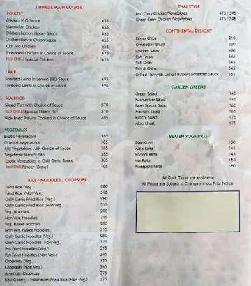 Red Chilli menu 
