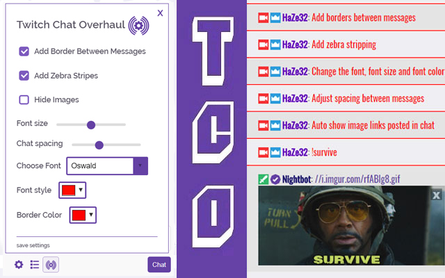 Twitch Chat Overhaul chrome extension