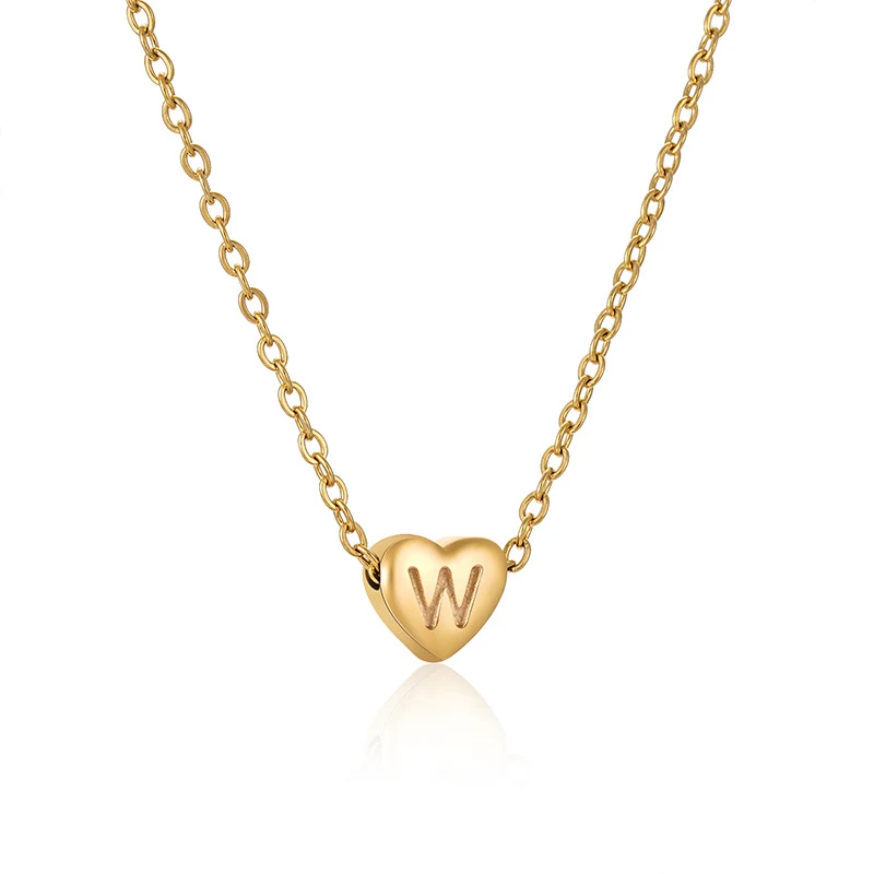 Colar Estilo Ins Carta de Amor Feminino Aço Inoxidável Coração Corrente de Clavícula Colar da Moda Presente Romântico