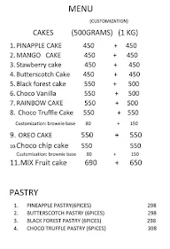 Cake Junction menu 1